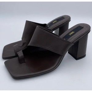 ZARA ASYMMETRIC STRAPPY LEATHER SANDALS CHOCOLATE SZ. EU37/ US 7 NWT